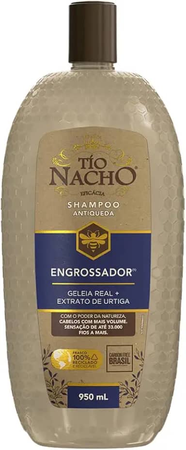 Tio Nacho Shampoo Antiqueda Engrossador Natural Para Cabelos Com Mais Volume E Sensação De Até 33.000 Fios A Mais Carbon Free 950 Ml - 1 Pack