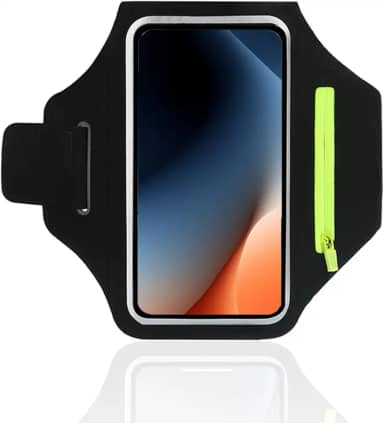 Braçadeira de corrida com bolsa de fone de ouvido, braçadeira de celular resistente à água para iPhone 16 15 Pro Max 14 Plus, capa esportiva para celular de 6,8 polegadas