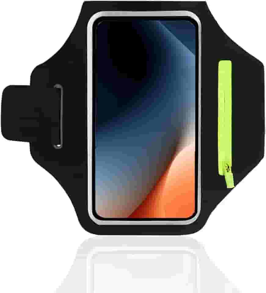 Braçadeira de corrida com bolsa de fone de ouvido, braçadeira de celular resistente à água para iPhone 16 15 Pro Max 14 Plus, capa esportiva para celular de 6,8 polegadas