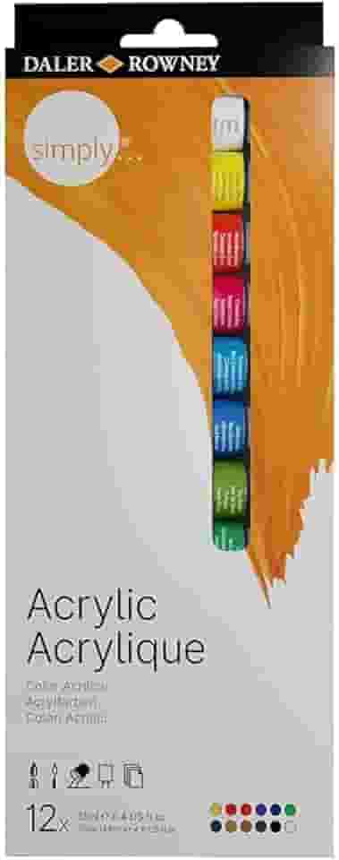 DALER ROWNEY Simply, Acrílico em Tubo de 12ml, 12 Cores