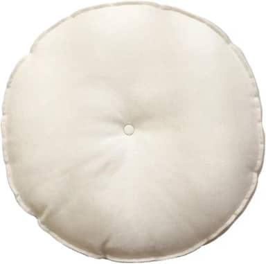 pufe Almofada futon de linho sintético estilo japonês, almofada chão lavável, assento circular com borda corda dupla embutida, adequada para sala estar, sofá, meditação(Branco)