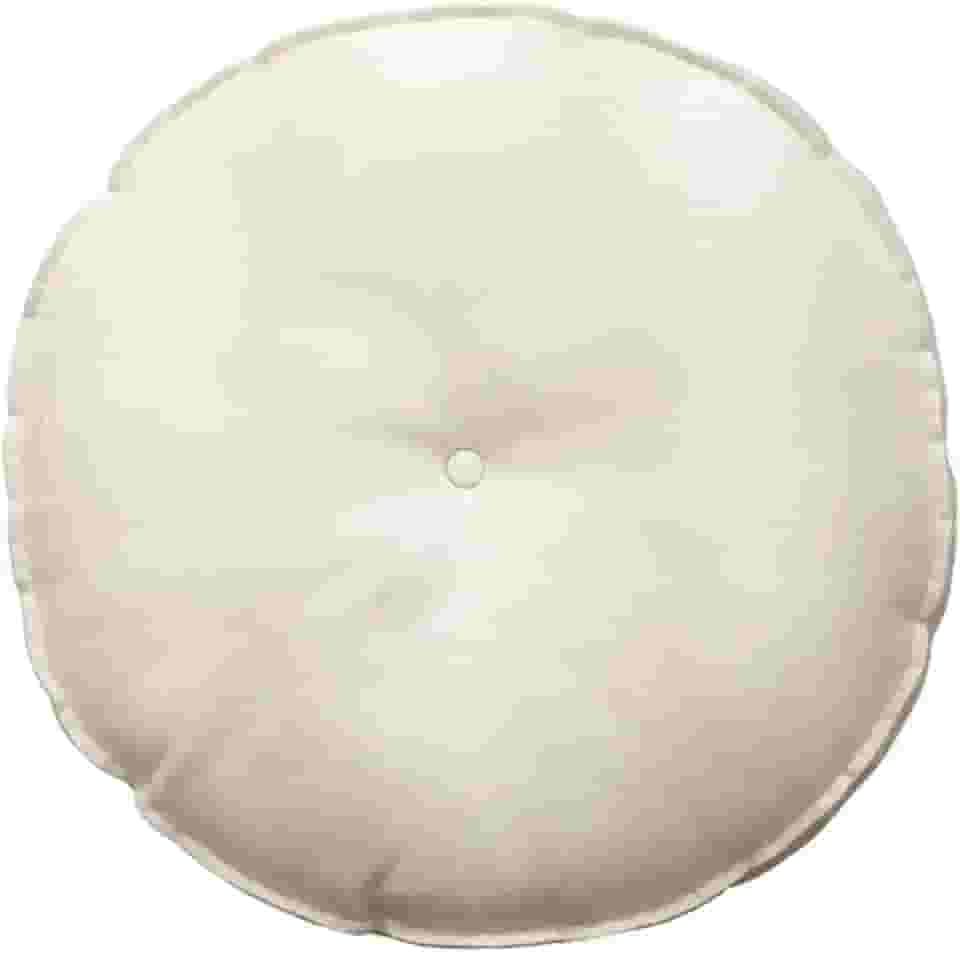 pufe Almofada futon de linho sintético estilo japonês, almofada chão lavável, assento circular com borda corda dupla embutida, adequada para sala estar, sofá, meditação(Branco)