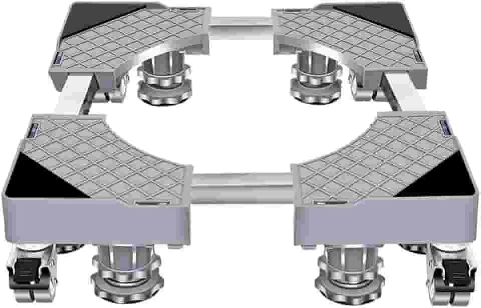 Suporte Para Geladeira Maquina De Lavar E Fogão Inox Com Rodinhas Base Carrinho Móvel Flexível (Básico(Sem centro suportes))