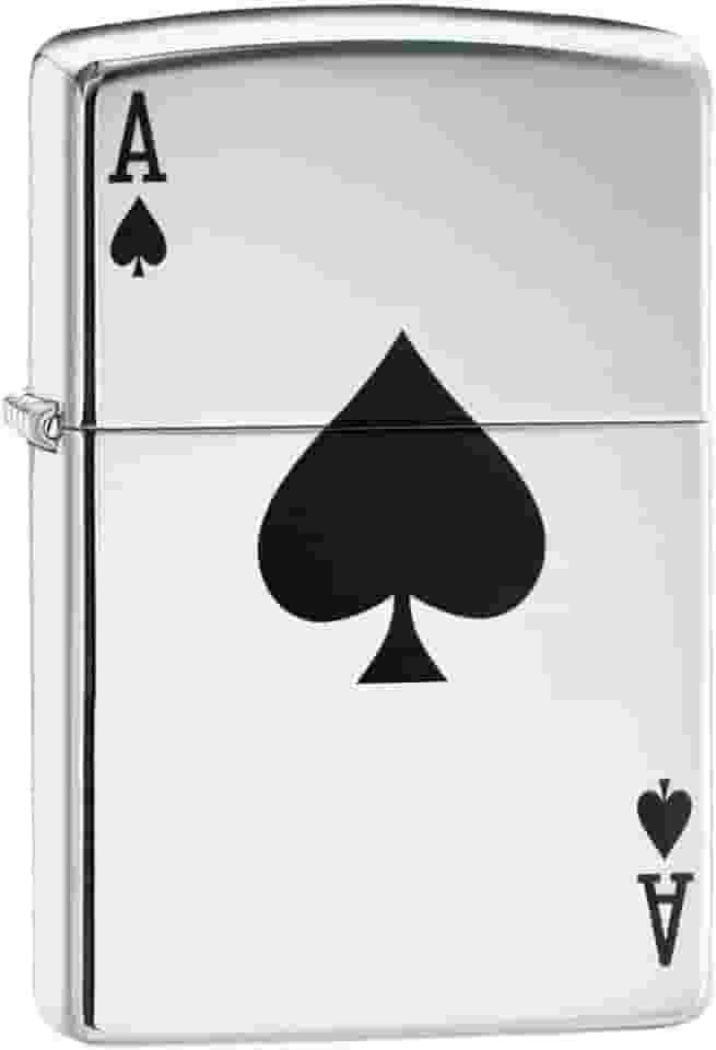 Zippo Isqueiro de bolso Ace of Spades 24011, cromado altamente polido