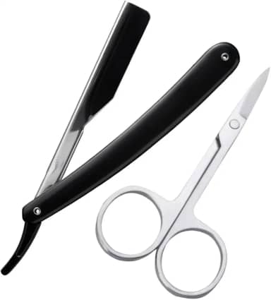 Navalha Navalhete Aço Inox Para Barbeiro Acabamento De Barba Bigode Cabelo Multiuso + Tesoura Reta Para Acabamento Em Aço Inox + Necessaire