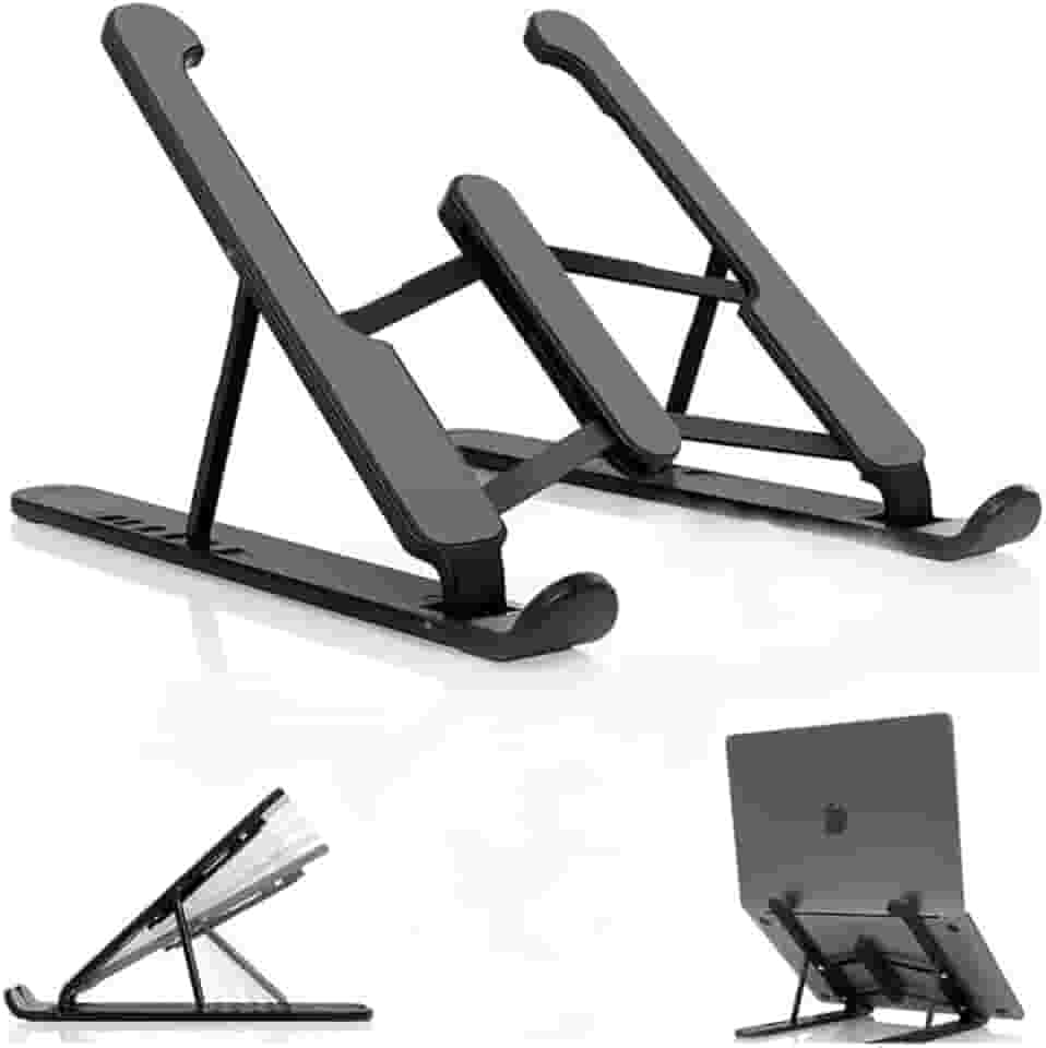 Suporte Ajustável Liga ALUMINIO para Notebook, 6 POSICOES, saida de ar, serve para notebook tablet celular qualquer eletronico, Ergonômico, Dobrável, 26 x 19 cm, Premium