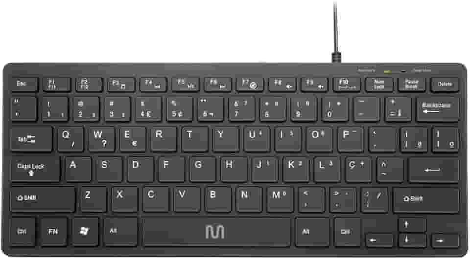 Teclado Com Fio Mini Multimídia Conexão USB Cabo de 150cm Teclas Chocolate Preto - TC154