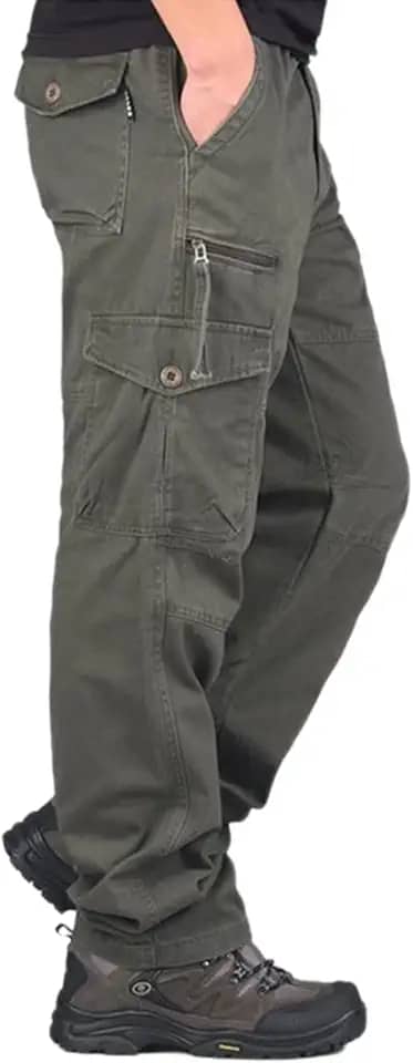 Calça Masculina de Cargo Calça de Algodão Confortável Casual para Uso Diário Cintura Elástica