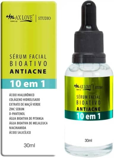 Serum Facial Bioativo Antiacne Antioleosidade Max Love, 30 ml (Pacote de 1)