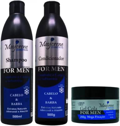 Kit For Men Shampoo, Condicionador 500ml + Gel 250g Maycrene