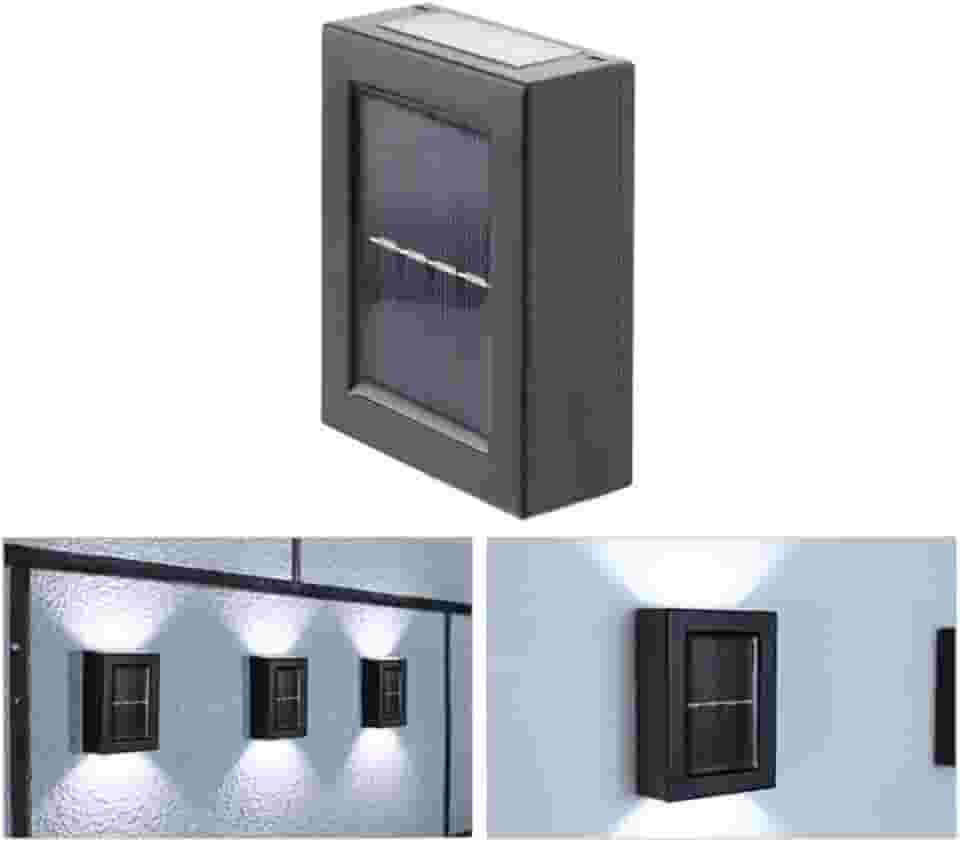 KIT 4 Arandela Solar Slim Goldensky 2 Focos Luminária Parede Externa À Prova D 'Água Luz (Branco Frio)