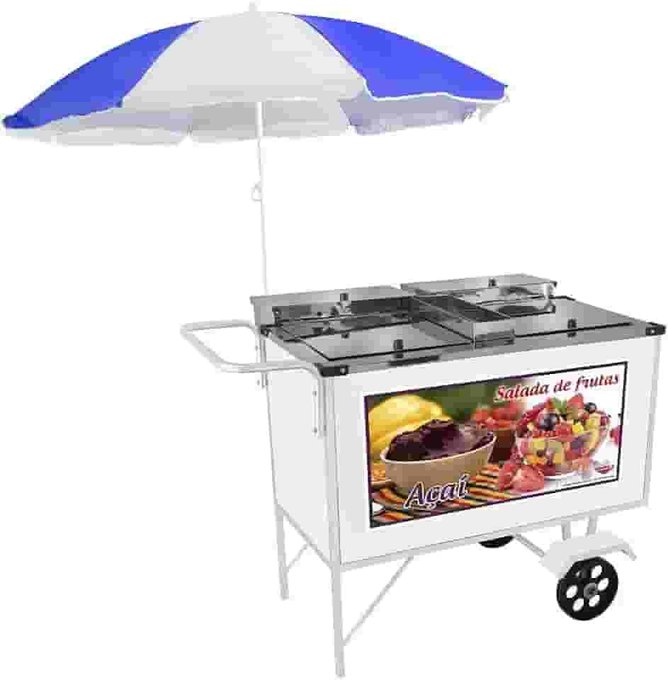 Carrinho 2 em 1 Cefaz Salada de Frutas e Açai Luxo Branco Rodas Maciças e Guarda Sol Bl17m/gs