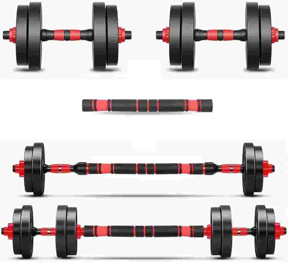 Kit Haltere 6 em 1 Ajustável para Musculação - 15kg Preto - Multifuncional com Barra e Kettlebell