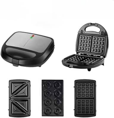 3 Em 1 Portátil Sanduicheiras Waffle Donuts Fast Antiaderente 110V/220V(110V-Aço inox-TOMATE)