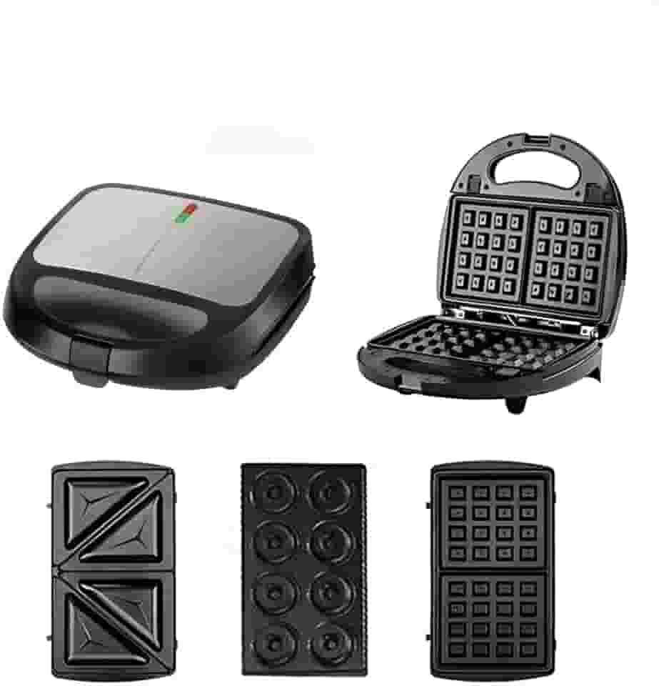 3 Em 1 Portátil Sanduicheiras Waffle Donuts Fast Antiaderente 110V/220V(110V-Aço inox-TOMATE)