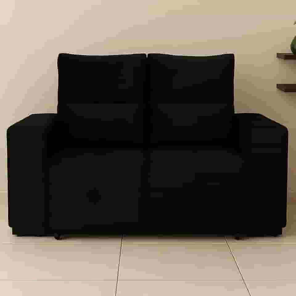 Sofá Retrátil Reclinável 2 Lugares Cancun em Veludo Pavia (PRETO)