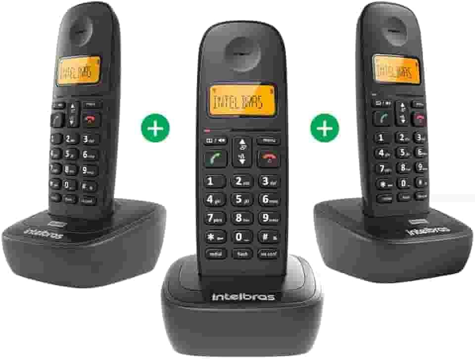 Kit Telefone Sem Fio com 2 Ramais Adicionais TS 2513 Preto Intelbras