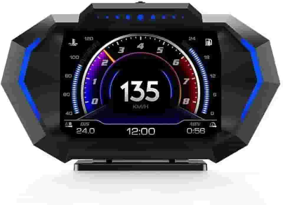 Visor de Medidor Obd2 com Velocidade, Display Heads-Up para Carros P24, Consumo de Combustível, Rpm, Alarme de Excesso de Velocidade, Velocímetro Digital Obd + Gps Adequado para Todos os Carros