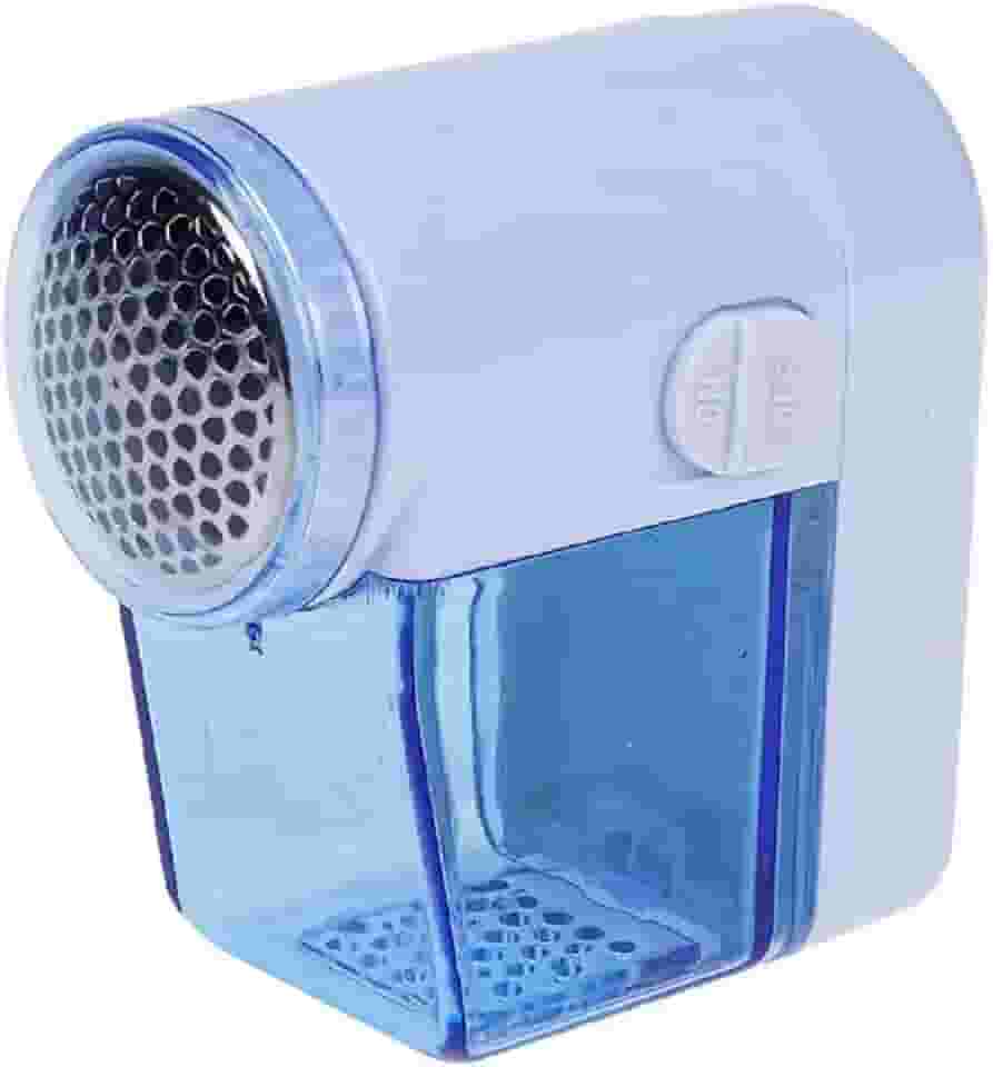 Papa Bolinhas - Removedor de Fiapos e Bolinhas Manual a Pilha - Coletor de Pelos para Roupas, Tecidos, Cortinas e Sofá - Elimina Bolinhas e Fiapos Facilmente (Pilhas não Inclusas) (Azul e Branco)