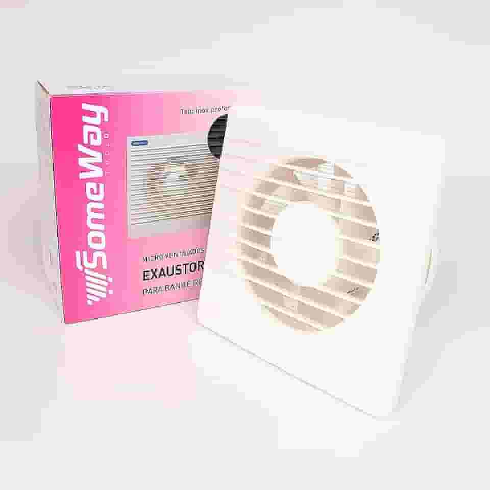 Exaustor Doméstico Para Banheiro De 4" 127/220V Potência 18W Super Silencioso 15cm Com Tela Anti-Inseto