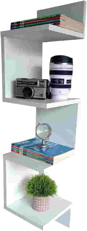 Prateleira De Canto Nicho Vertical MDF Branco Estante Livros