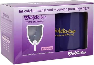 Violeta Cup Kit Coletor Menstrual Violeta Tipo A Transparente + Caneca Higienizadora Incolor Tipo A Mulheres A Partir De 30 Anos Ou Com Filhos E/Ou Com Colo Do Útero De Altura Média E Alta