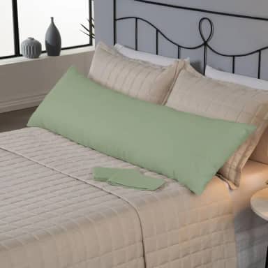 Fronha para Travesseiro de Corpo Fofuxão Xuxão 146x46cm Percal 180 Fios 80% Algodão 20% Poliéster Capa com Zíper Suave Confortável Protege Decora Quarto (Verde)