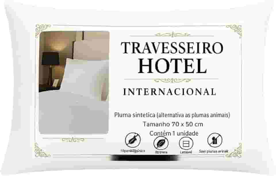 Travesseiro Hotel Internacional, Altura Ajustavel, Toque de Plumas Hipoalergênico, Capa com Zíper, Tecido Acetinado, Padrao Europeu