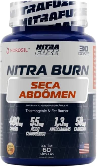 Nitra Burn - Termogênico | Carnitina, cromo e 400mg de cafeína - 60 cápsulas | Suplemento NitraFuze | Treinos intensos | Foco, Diurético e Energia | Antocianinas