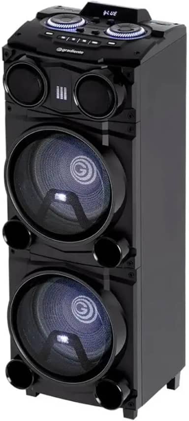 TORRE DE SOM BLACK BASS BLUETOOTH 2xWOOFERS 12' Gradiente GDB12M 1800W Bivolt