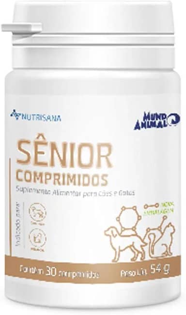 Mundo Animal Suplemento Alimentar Nutrisana Sênior Comprimidos Para Cães E Gatos - 30 Comprimidos