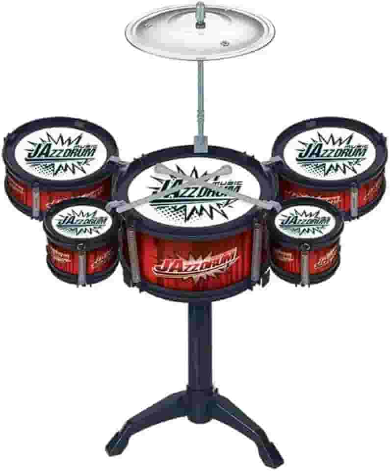 Genérico Mini Bateria Infantil com 8 Peças, Prato, Tambor e Baquetas, para Brincar e Desenvolver Coordenação Musical