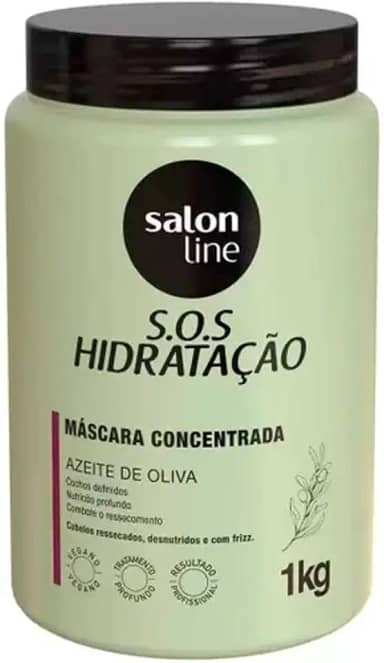 Salon Line, Máscara Capilar, SOS Hidratação, Azeite de Oliva, Vegana - Cabelos Cacheados e Crespos, 1 Kg