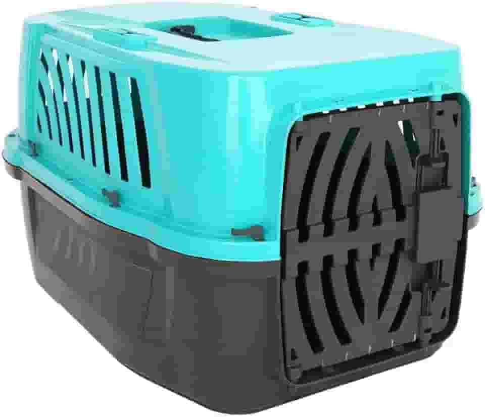 Caixa de transporte Espaçosa, Pet Cães Para Viagens de Carro e Avião(Azul)