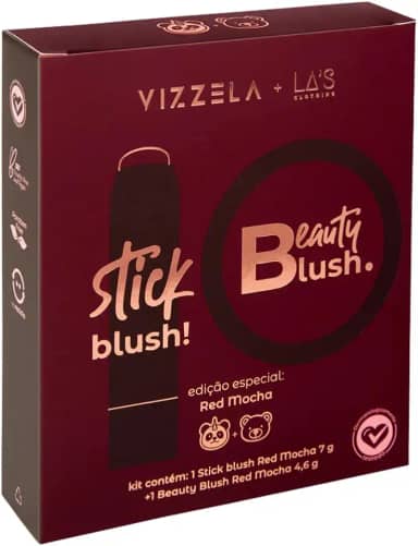 Kit Beauty Blush Red Mocha, Bastão 7g + Compacto 4,6g, Acabamento Natural, Marrom Avermelhado