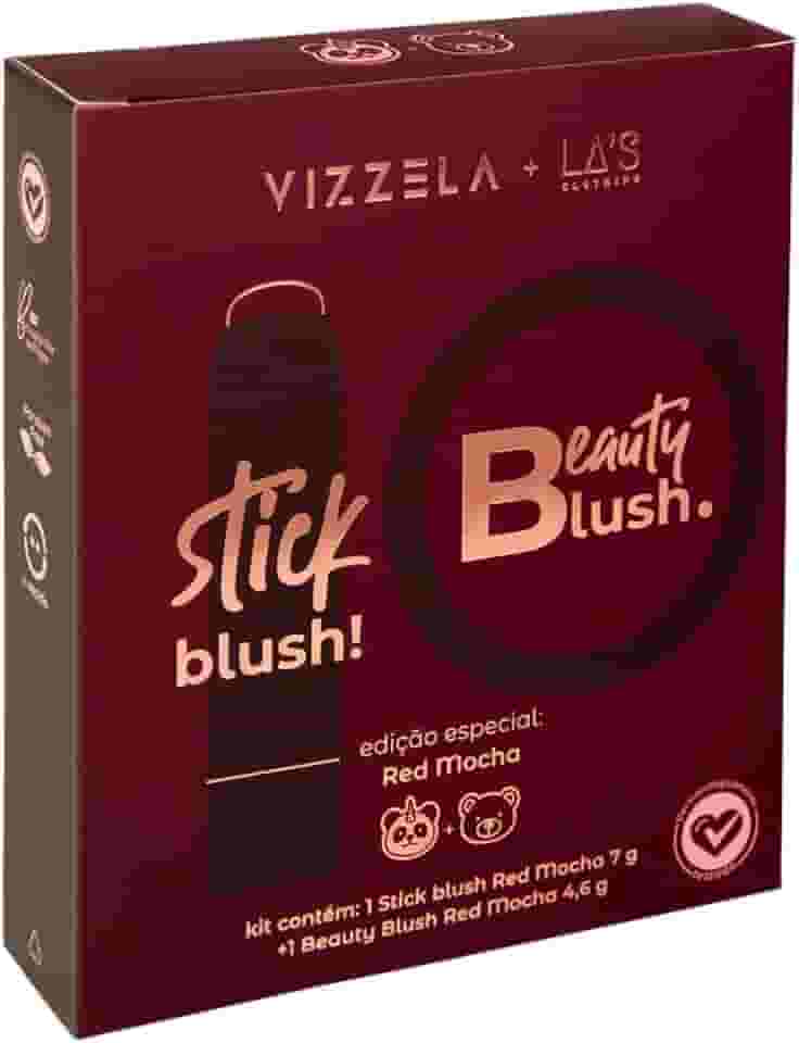 Kit Beauty Blush Red Mocha, Bastão 7g + Compacto 4,6g, Acabamento Natural, Marrom Avermelhado