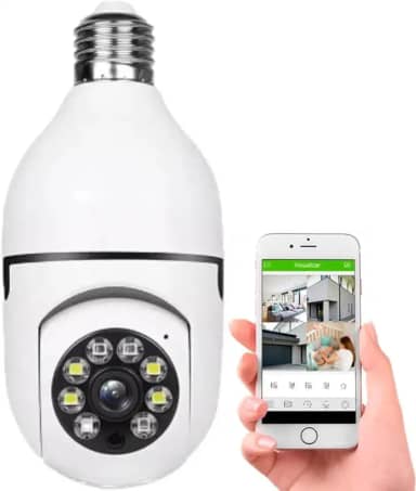 Camera de Segurança IP Wifi inteligente Externa Lâmpada 360 Sem Fio Infravermelho Panorâmica Giratória 1080P HD Visão Noturna Resistente a Àgua com Rastreamento Automático Segurança