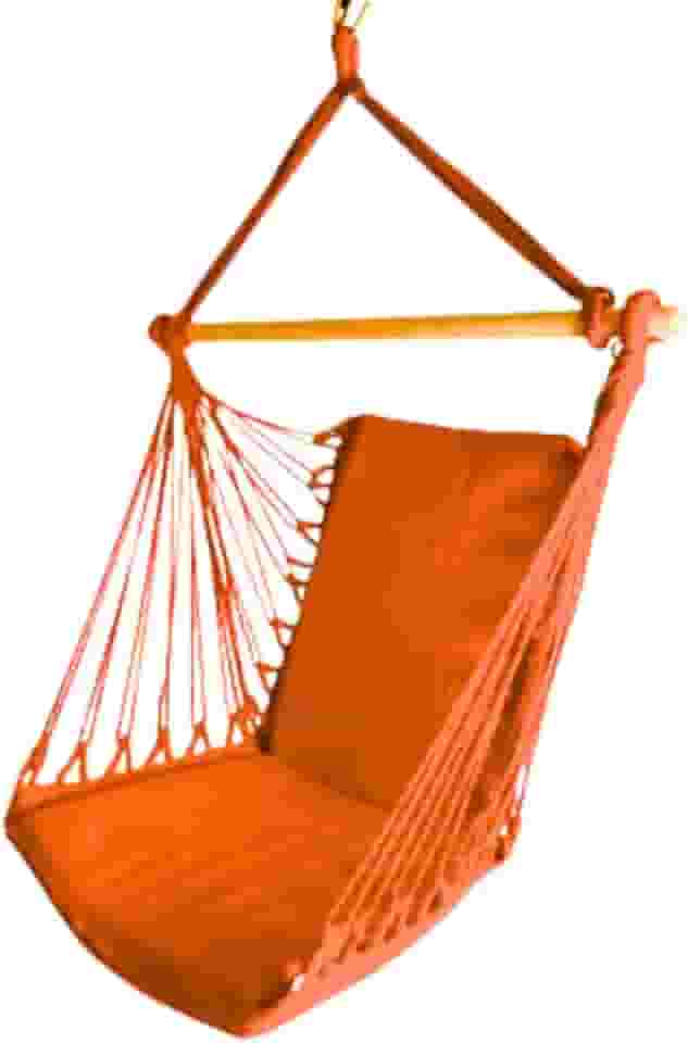 Rede De Descanso Cadeira De Balanço Suspensa Confortável Para Área Externa Jardim Varanda e Camping Resistente Acolchoada Material de Algodão Luxo Moderna Verão 2025 Na Cor Laranja