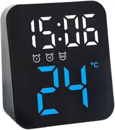 Relógio Digital LED para Mesa e Parede, com Temperatura, Despertador e Luz Noturna, Alimentação USB ou Pilha