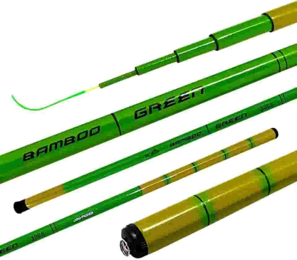 Jaú Pesca Vara Telescópica Bamboo Strong Green, Fibra de Vidro, 4kg Resistência, Ação Rápida (4,50m)