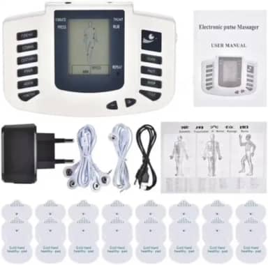 Aparelho de Massagem Choque Fisioterapia Com Eletrodos – Massageador Muscular Portátil Alívio de Dores Relaxamento Terapia TENS Vários Modos e Intensidades - Voltagem: 110v