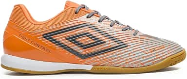 Chuteira Futsal Umbro Gravity, Cabedal Texturizado, Solado Hexa com Amortecimento EVA, Laranja