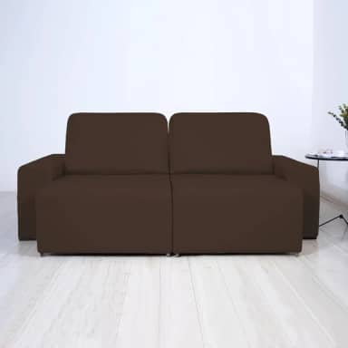 Capa Protetora de Sofá Retrátil King Reclinável 2 Módulos em Malha Gel Premium Lisa Cobre Braço Completo (Tabaco)