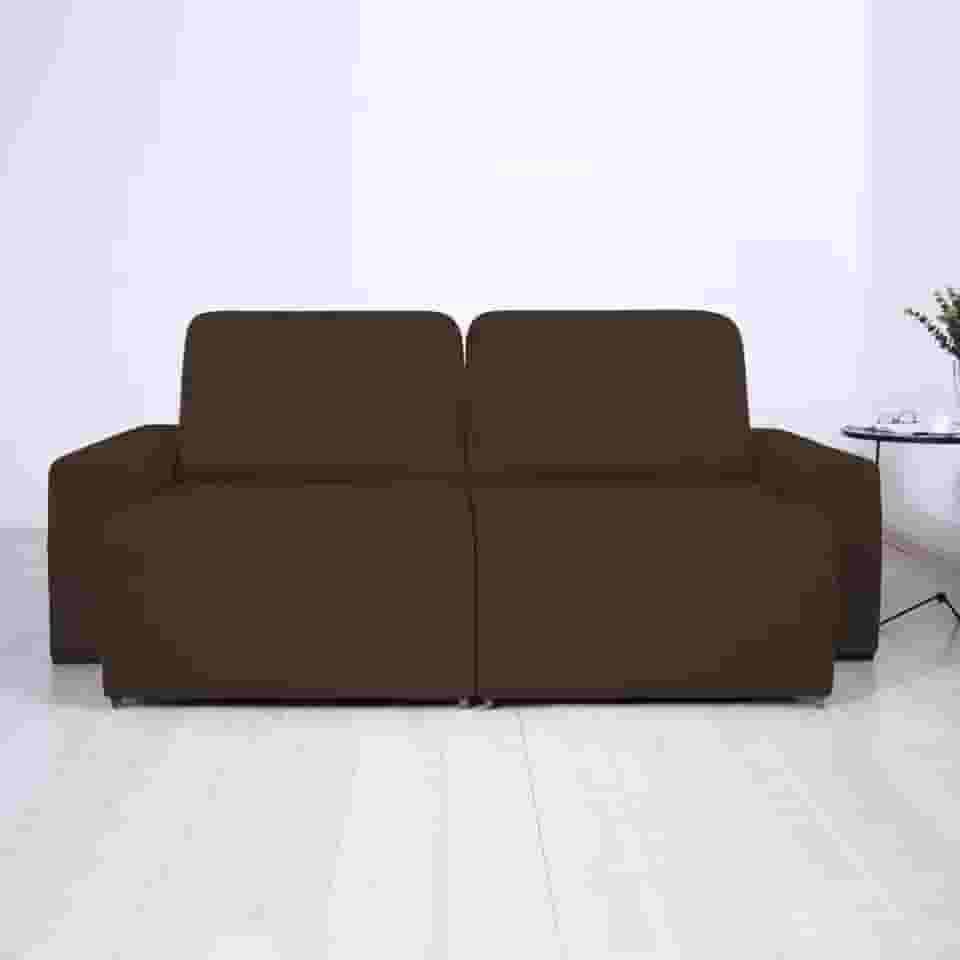 Capa Protetora de Sofá Retrátil King Reclinável 2 Módulos em Malha Gel Premium Lisa Cobre Braço Completo (Tabaco)