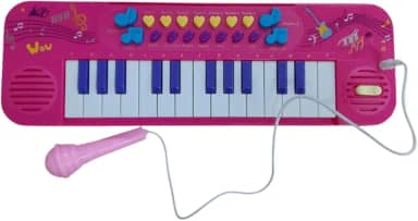 Teclado Musical Infantil com Microfone – 25 Teclas – Função Gravação e Replay – Brinquedo Educativo, Piano Eletrônico com 25 Teclas que Grava e Reproduz (Rosa)