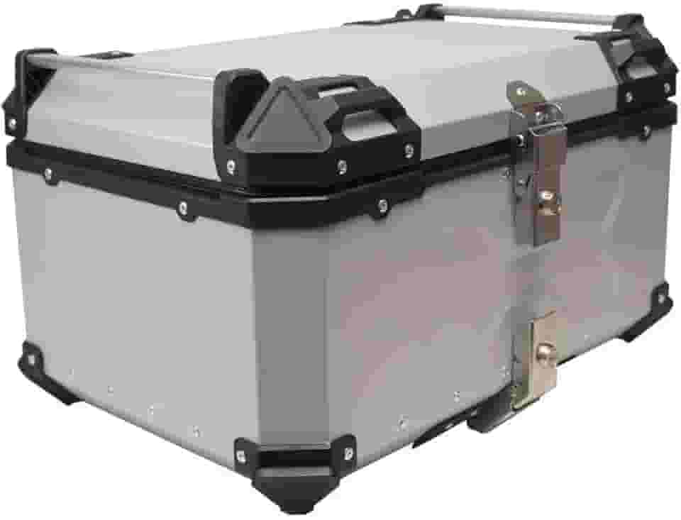 Bau De Moto Traseiro 60l Universal Aluminio 2 Capacetes Prata