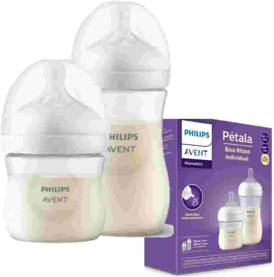 Philips Avent Kit de Mamadeira Pétala 3.0, 125ml bico fluxo lento (Fluxo 2), 260ml bico fluxo médio (Fluxo 2), SCD838/26