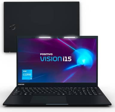 Notebook Positivo Vision i15 Lumina Bar Core i3-N300 8GB 512GB SSD, Tela 15 polegadas Full HD Antirreflexo Linux - Preto