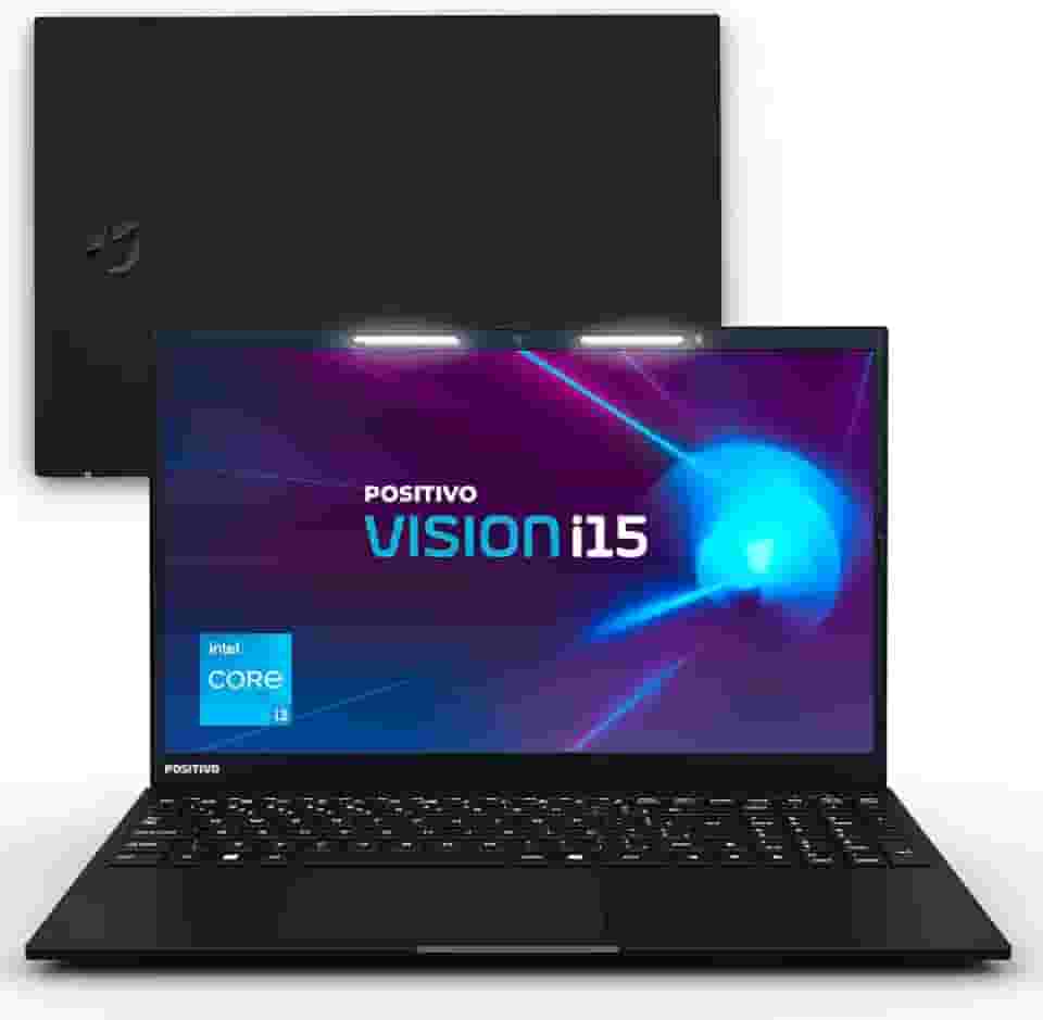 Notebook Positivo Vision i15 Lumina Bar Core i3-N300 8GB 512GB SSD, Tela 15 polegadas Full HD Antirreflexo Linux - Preto