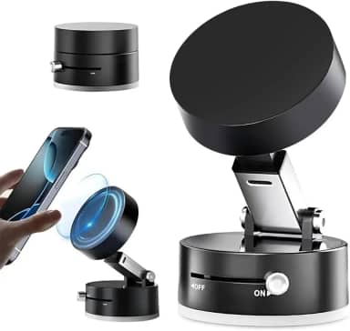 Suporte Magnético para Celular Portátil Dobrável - Suporte de Celular ajustável para Carro, Mesa, Espelho - Suporte Magnético Dupla Face - Shop100 (Preto)